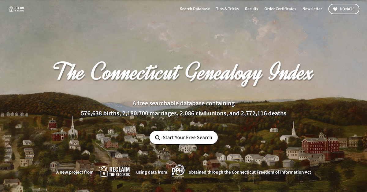 The Connecticut Genealogy Index // Free Searchable Database Of ...